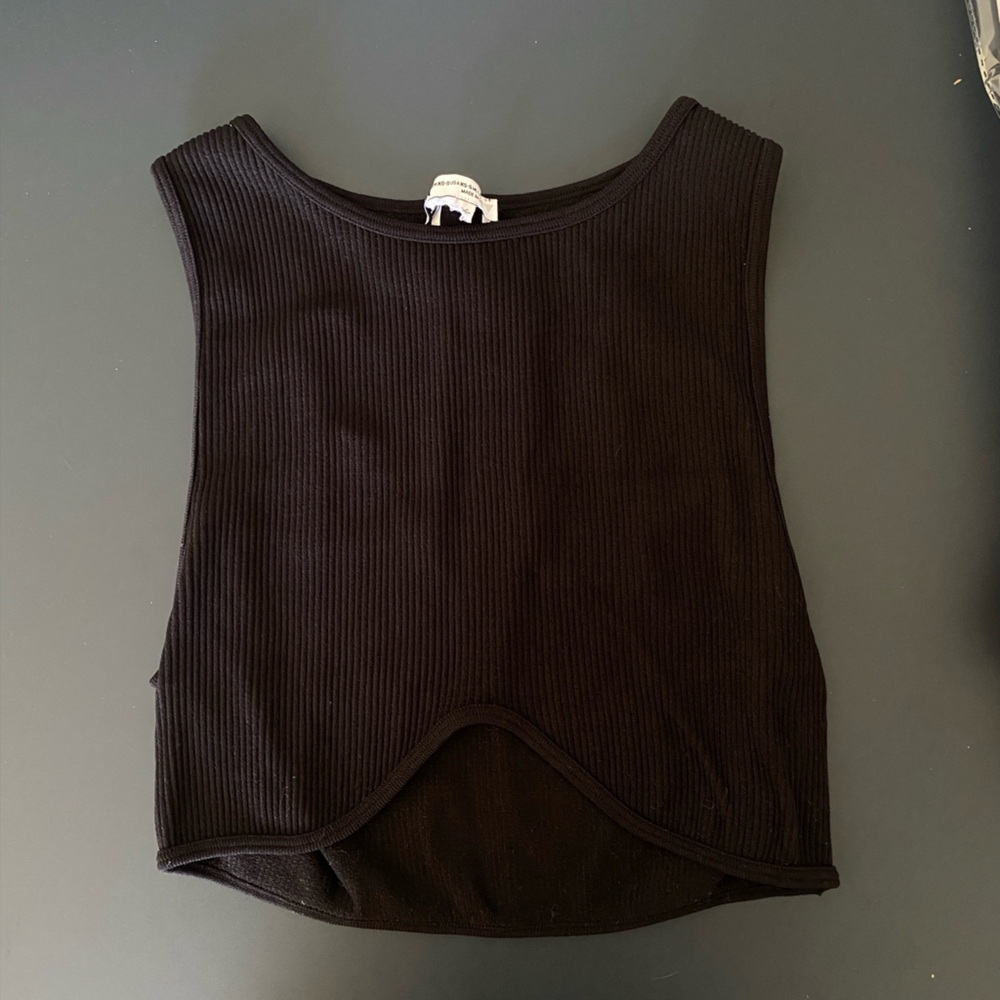 Zara black ribbed women’s crop top size small going out top festival party goth - Picture 2 of 6